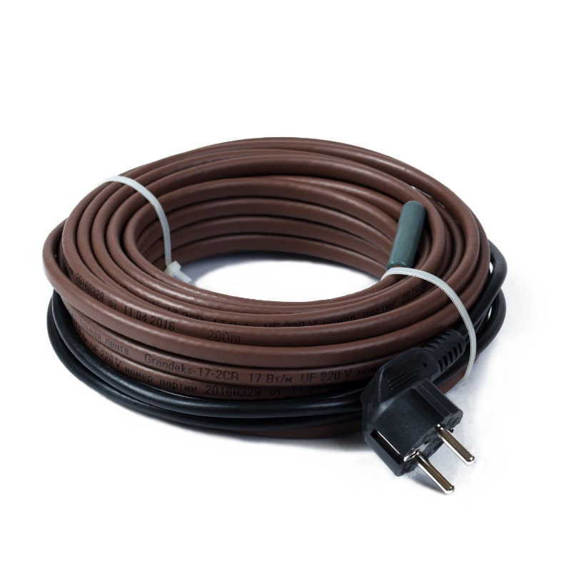 Комплект самогреющего кабеля  GRANDEKS 30-2CR Вт  3м + термоусадка +2м ВВГ 3*0.75